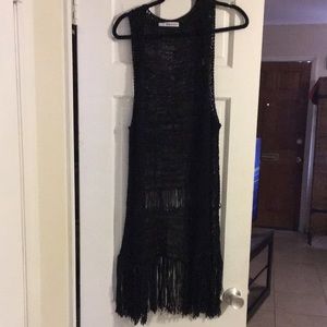 NWOT Black Sleeveless Long Open Cardigan